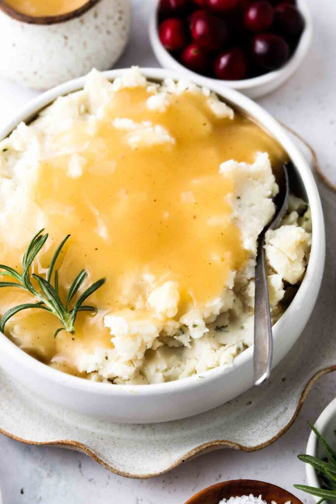 whole30 gravy and mashed potatoes in a bowl