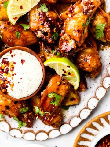 paleo chili lime chicken wings on a platter