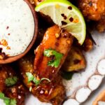 Chili Lime Chicken Wings on a plate with dairy free ranch 6