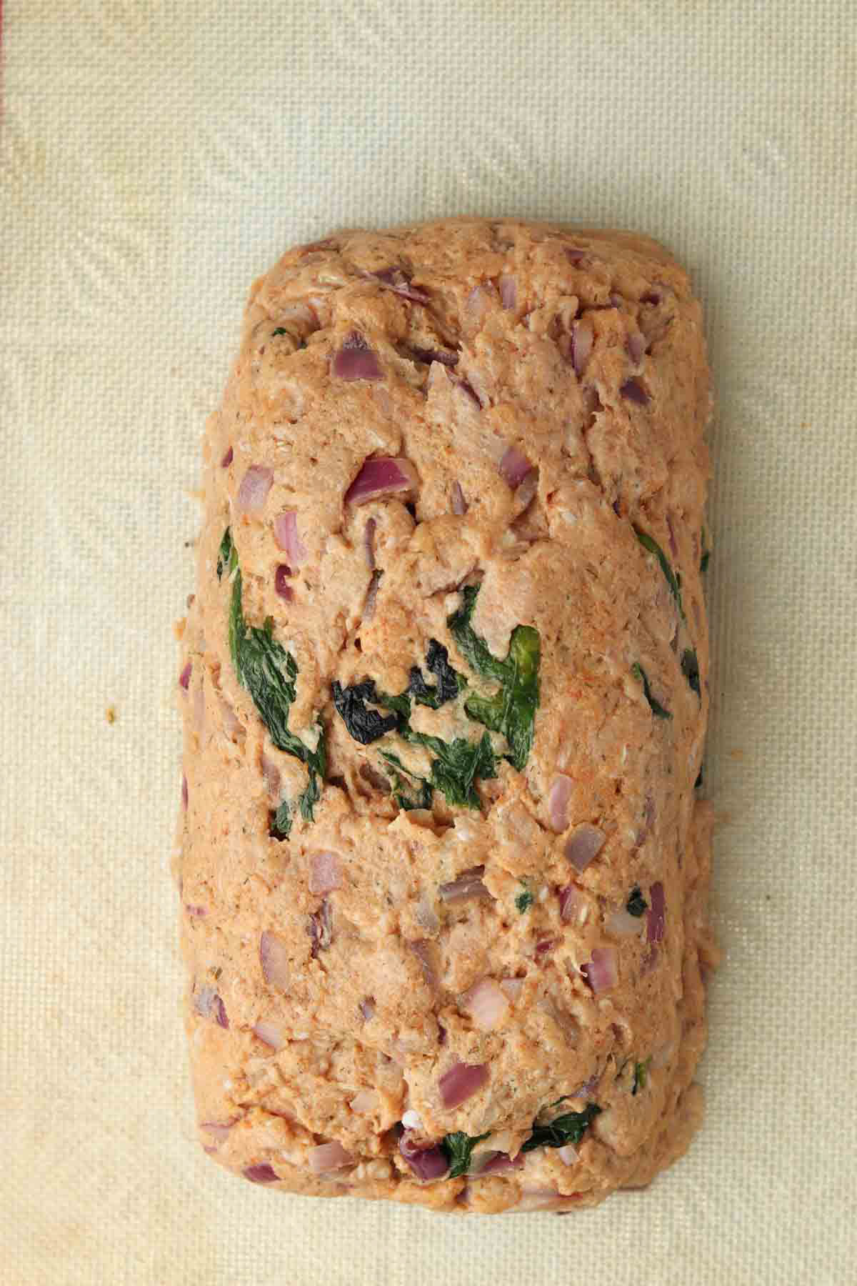 Keto turkey ranch meatloaf on a sheet pan.