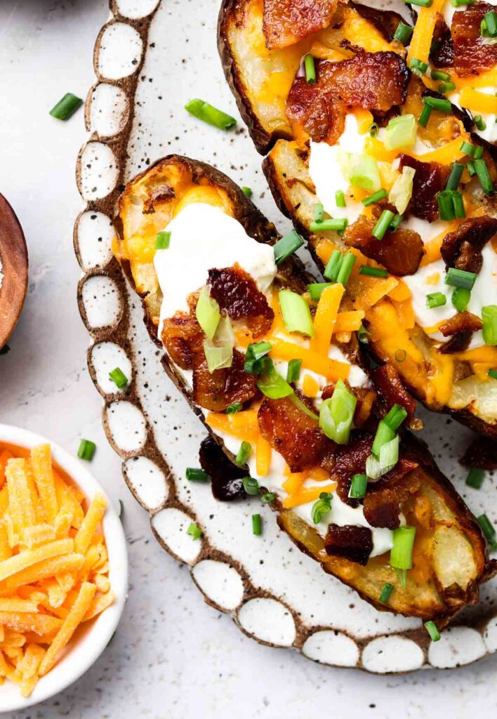 tgif loaded potato skins on a plate