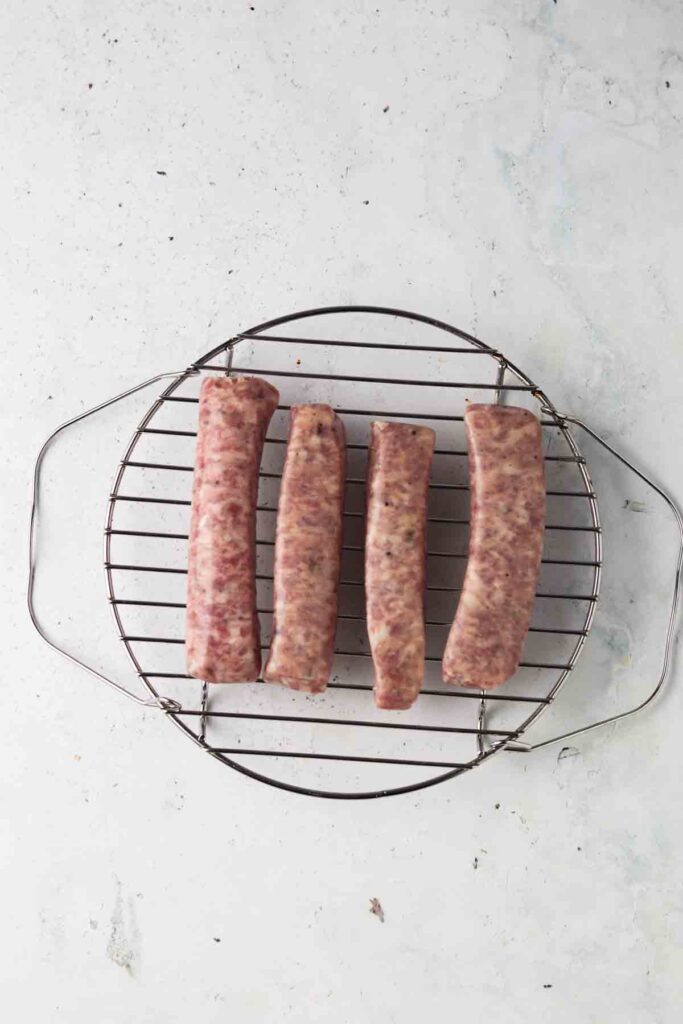 sausages on the air fryer metal insert
