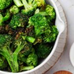 broccoli in a bowl with sea salt on top