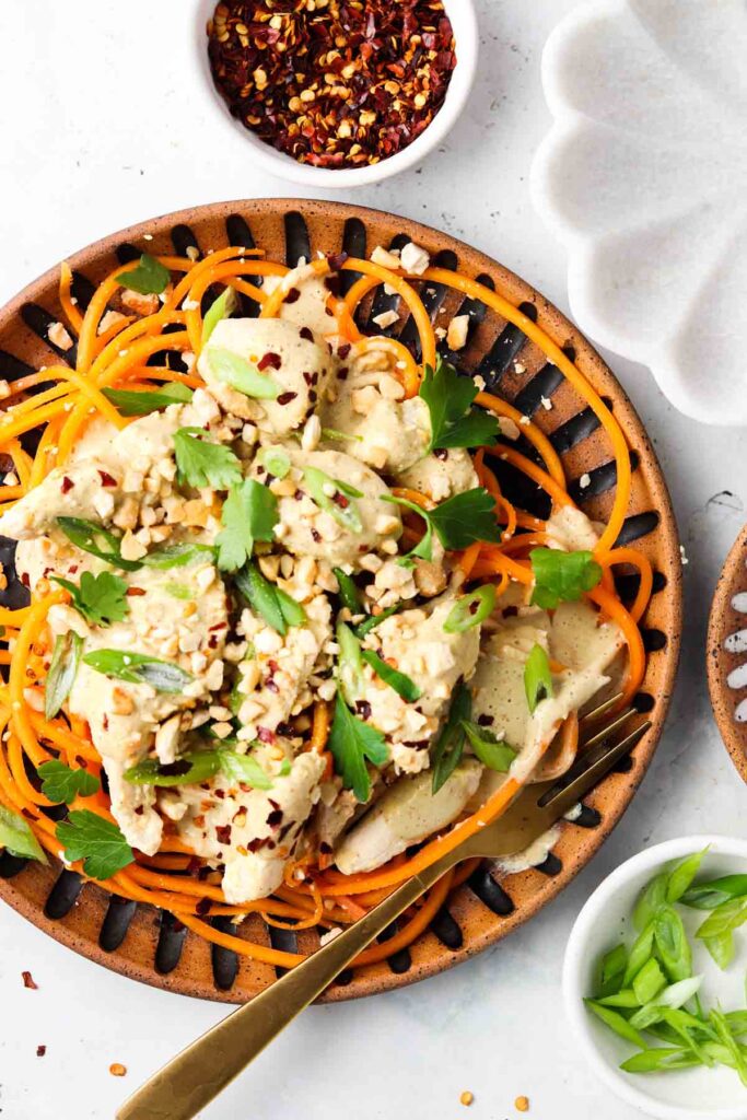 whole30 chicken pad thai on a plate