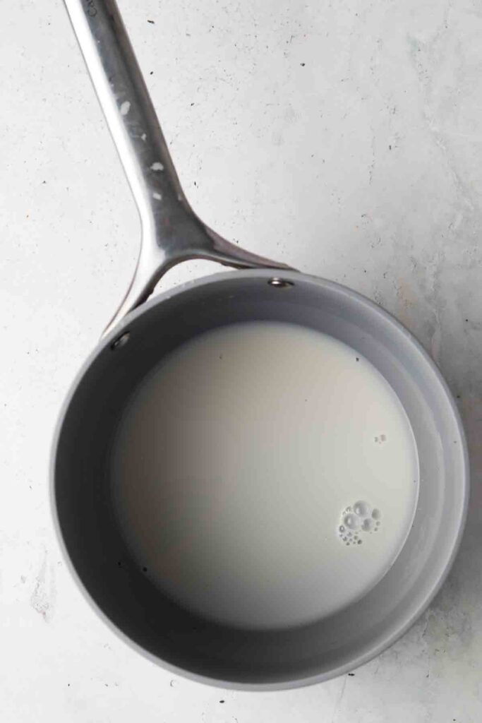 coconut milk in a saucepan 