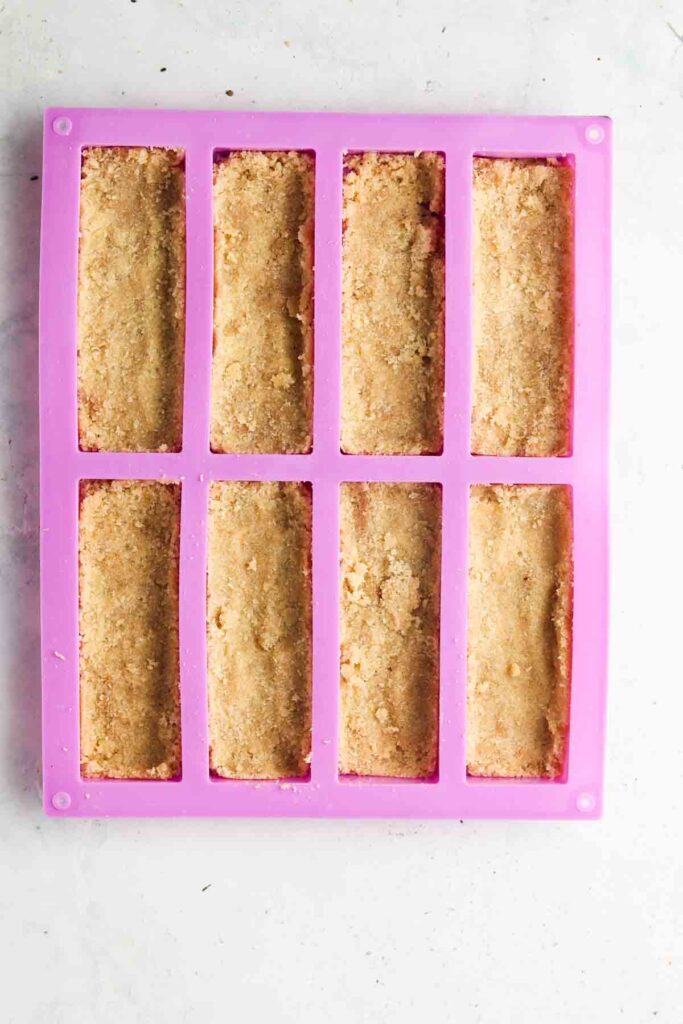 Gluten free shortbread curst in candy bar molds. 