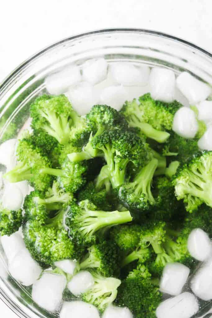 broccoli in an ice bath