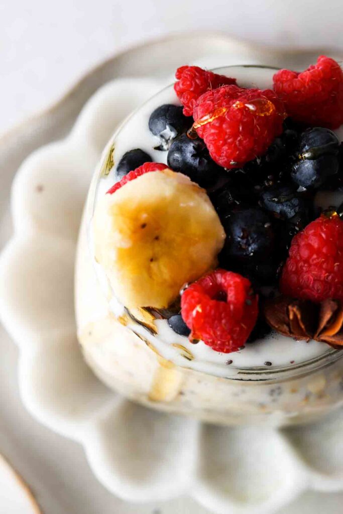 overhead shot of oats in a jar