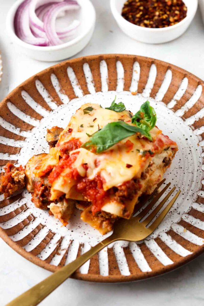 dairy free lasagna on a plate