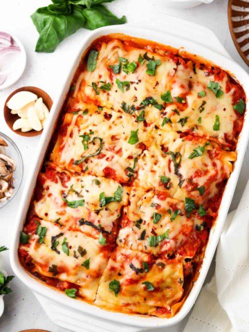 lasagna laid out in a casserole dish