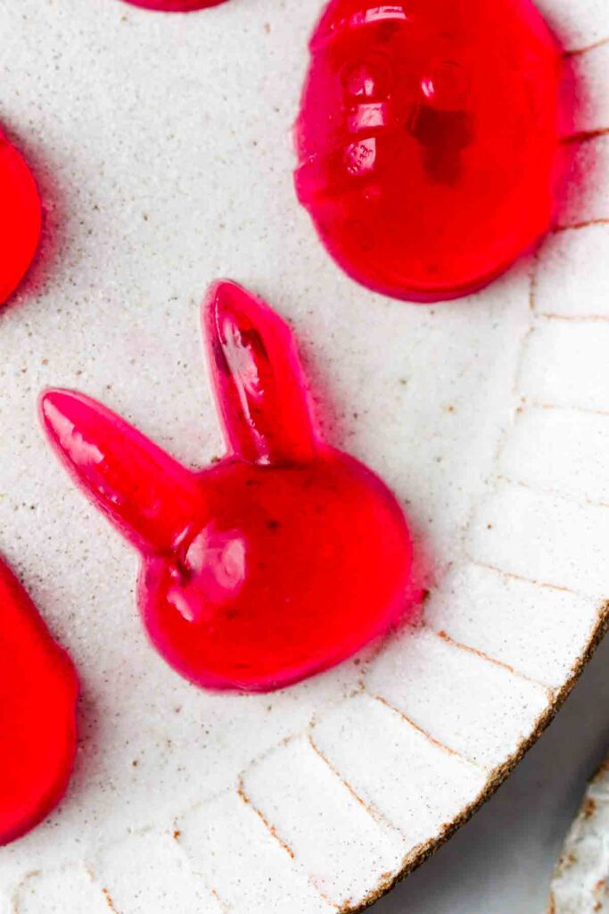close up picture of a jello easter bunny
