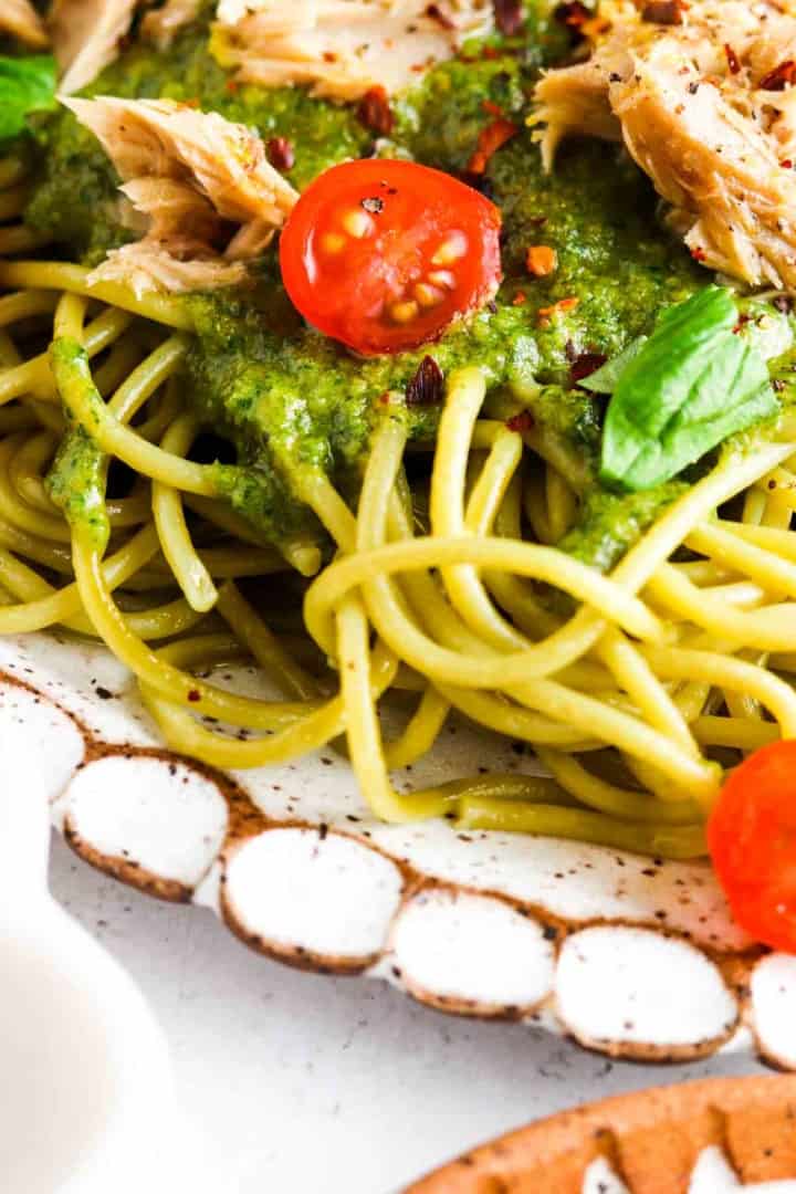 Easy Mackerel Pasta With Creamy Pesto Allianna's Kitchen