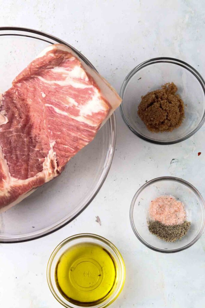 pork belly ingredients laid out in a bowl