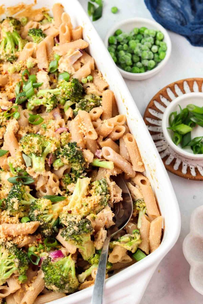 paleo tuna casserole in a casserole dish