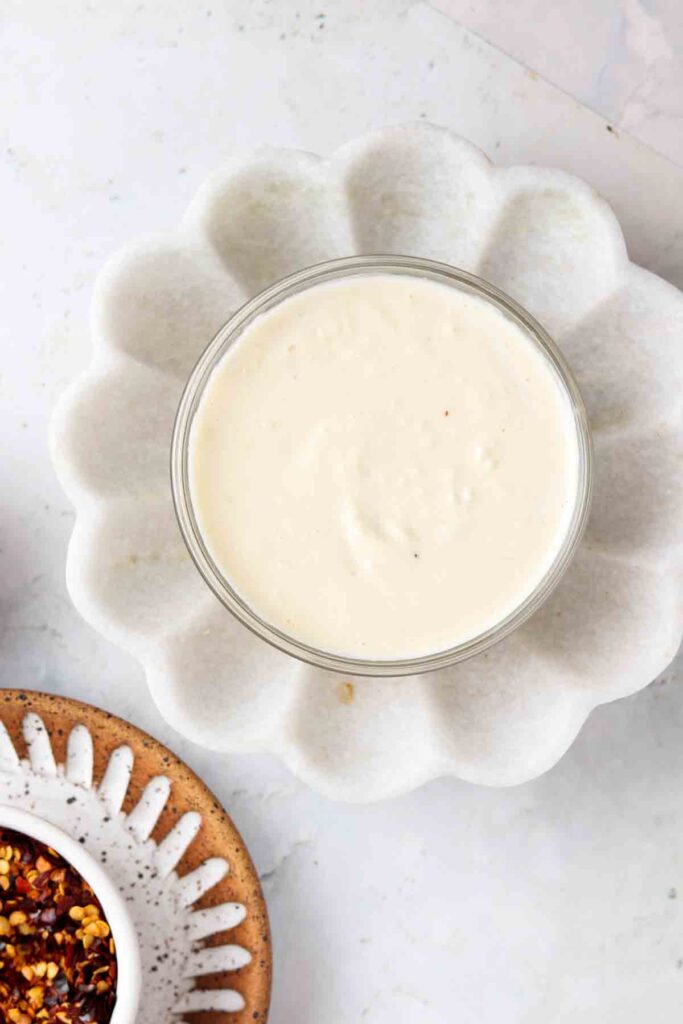 garlic aioli in a bowl