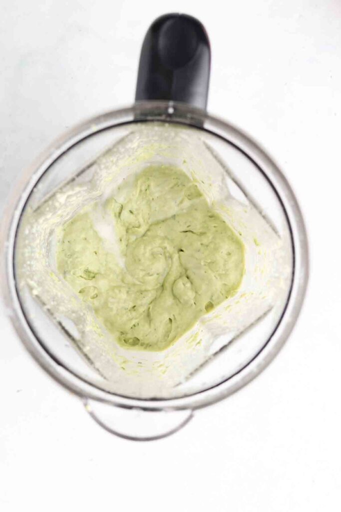 creamy avocado dressing in a blender