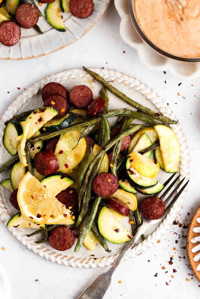 pretty sheet pan meal on a plate