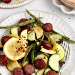 cajun sausage on a sheet pan