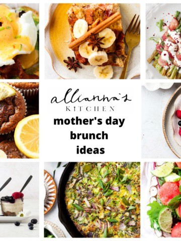 photo collage of eight gluten free mothers day brunch ideas