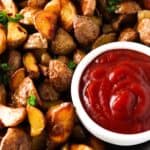 home fries and ketchup in a bowl