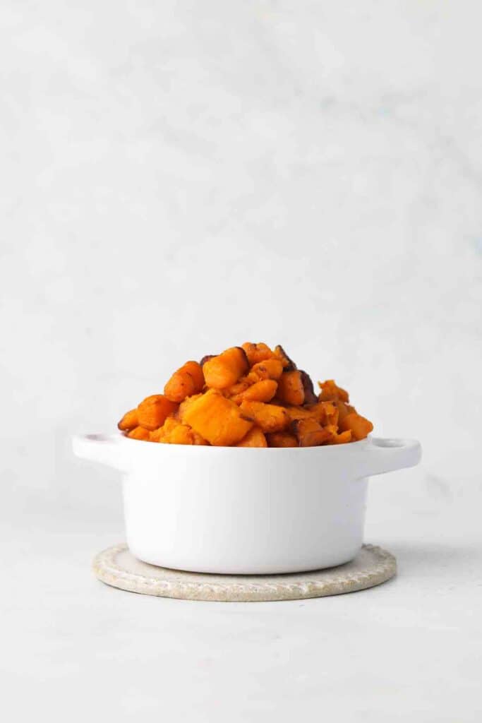 far away picture of sweet potatoes in a bowl