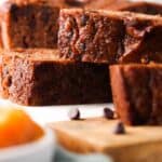 stacked gluten free pumpkin bread on a cutting board