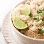 coconut rice in a pretty bowl