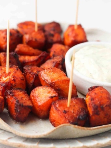 salmon bites on a plate