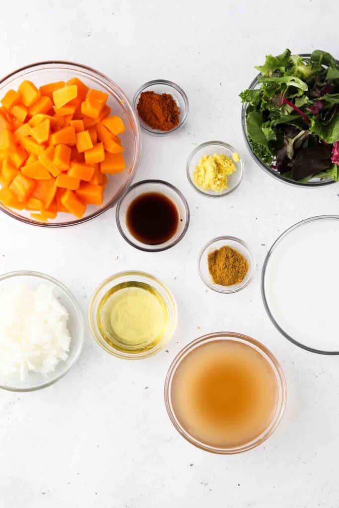 butternut squash curry ingredients laid out