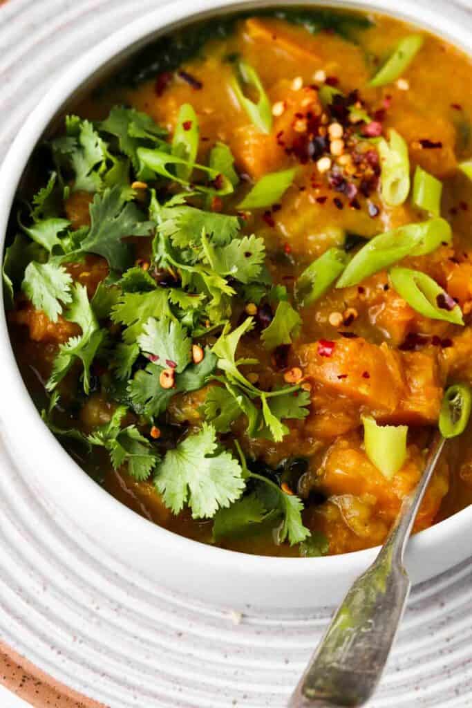 side shot of butternut curry