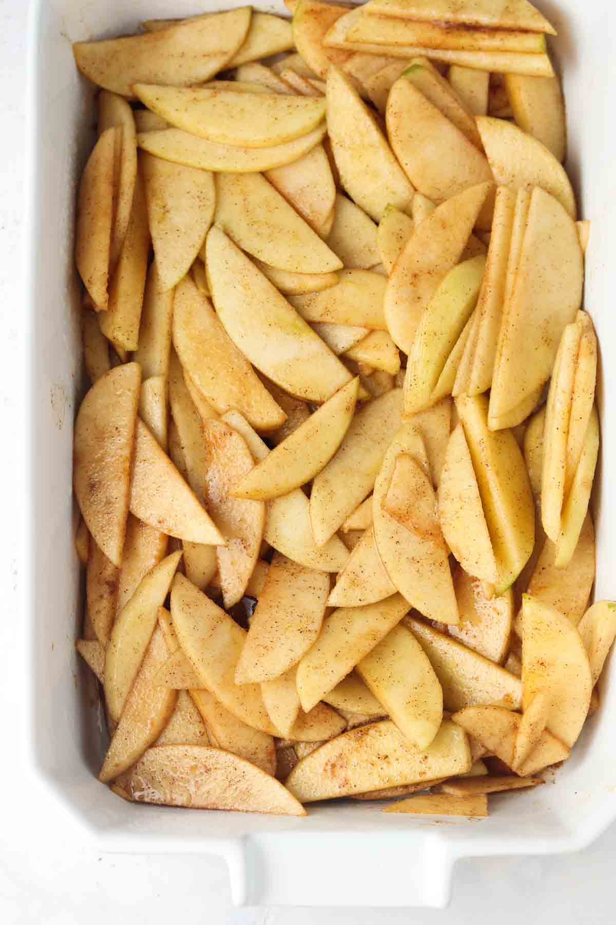 apple mixture in a baking dish