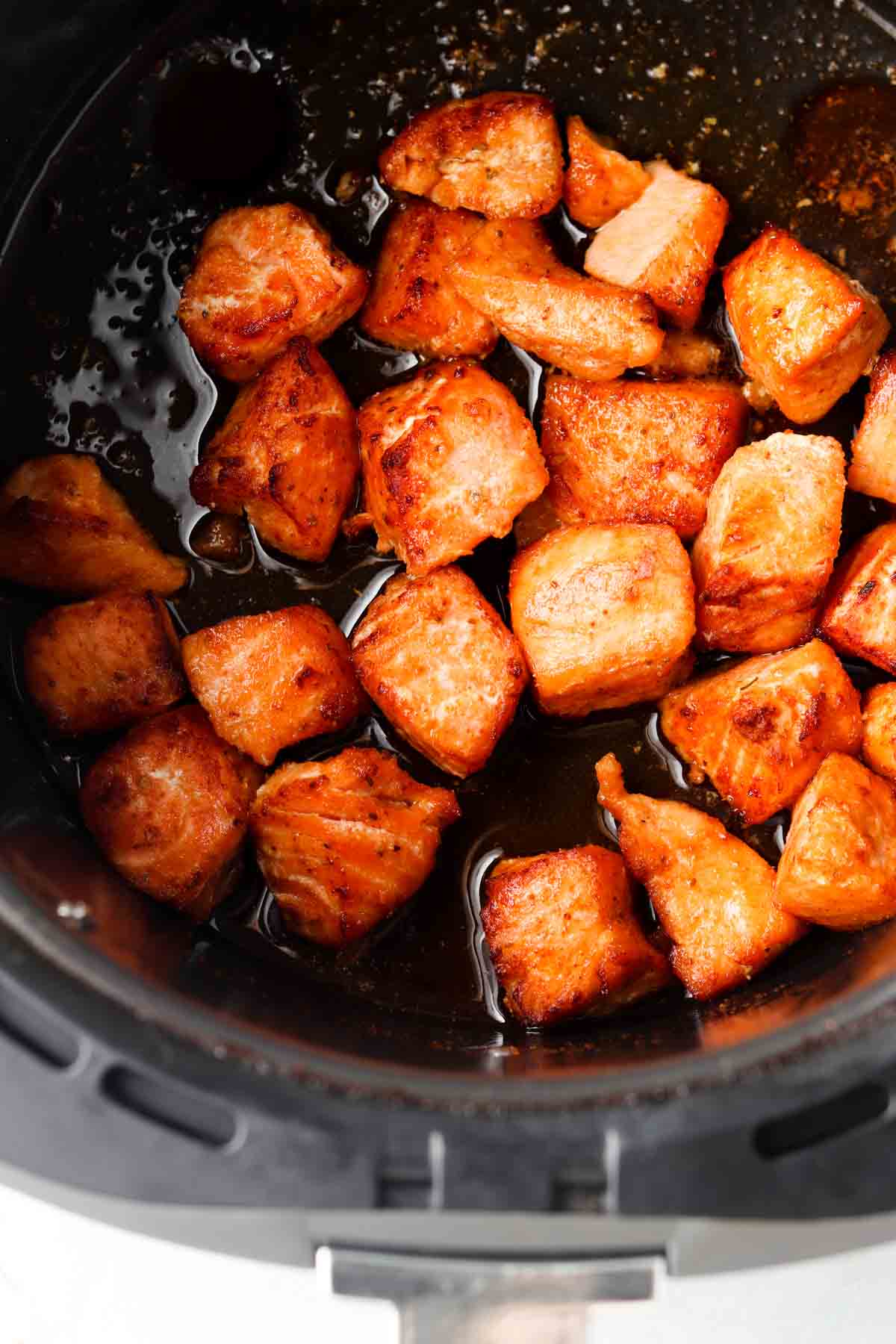 Salmon bites in air fryer.