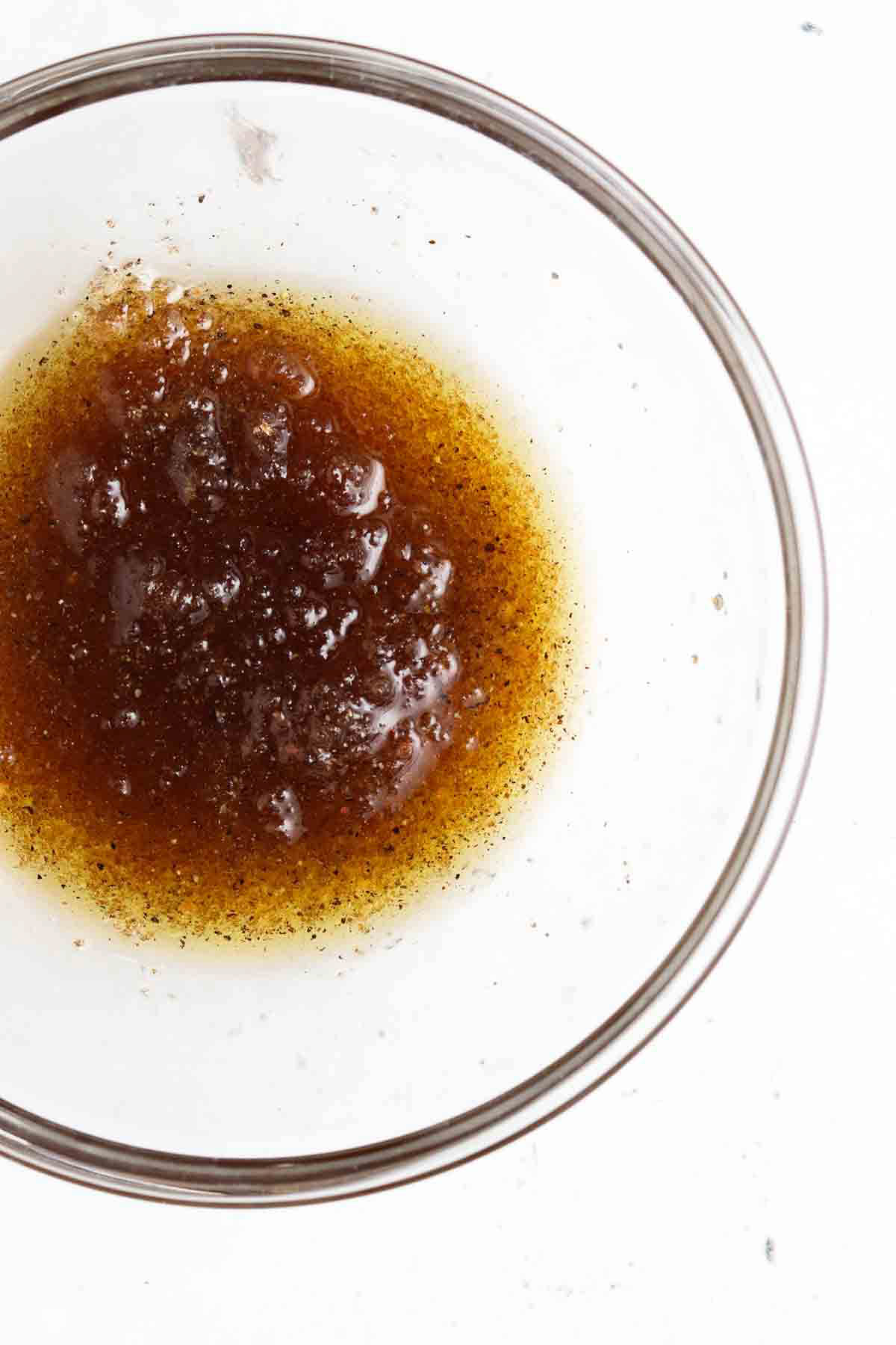 Pork belly sauce ingredients in a glass bowl.