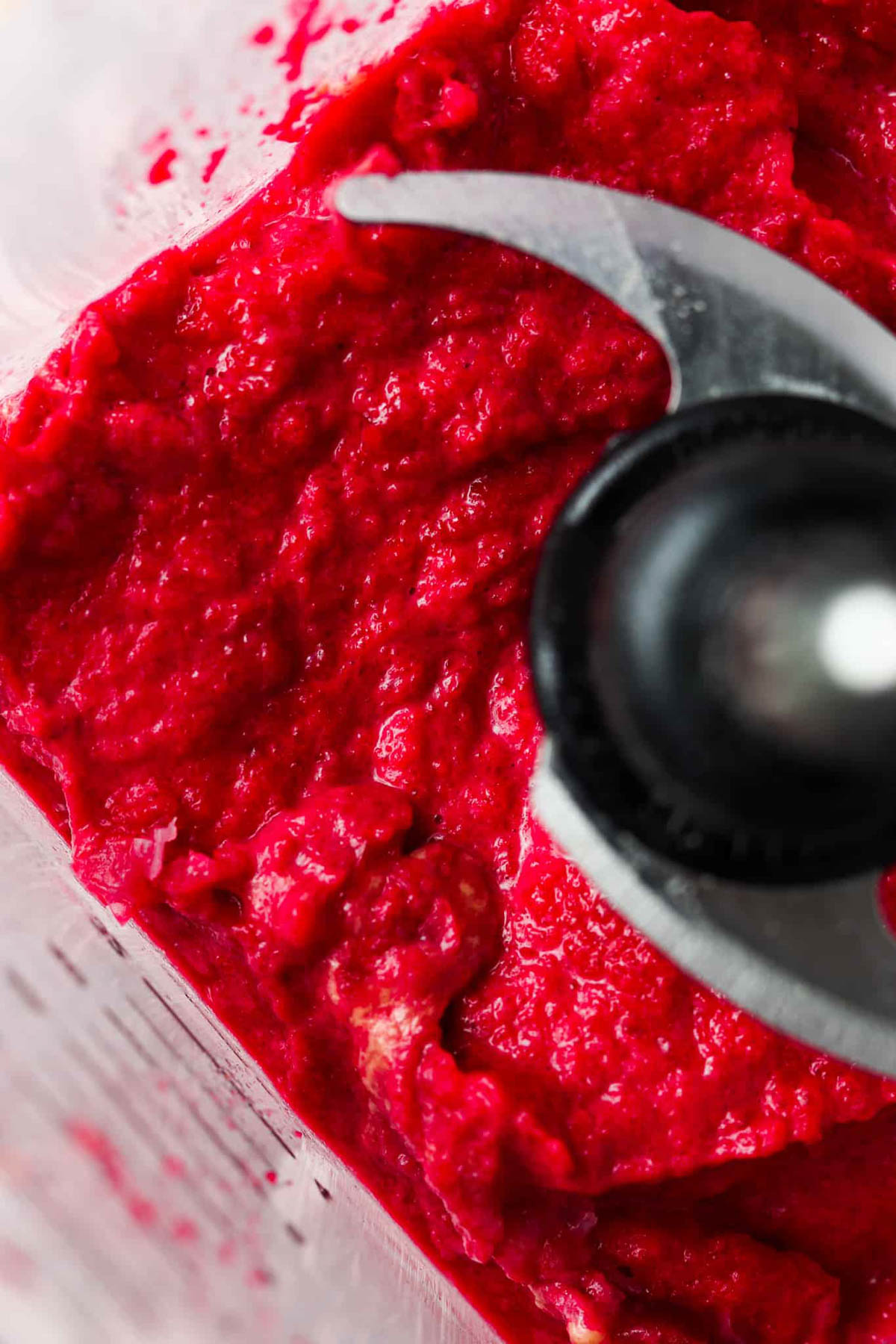 Beets in a food processor. 