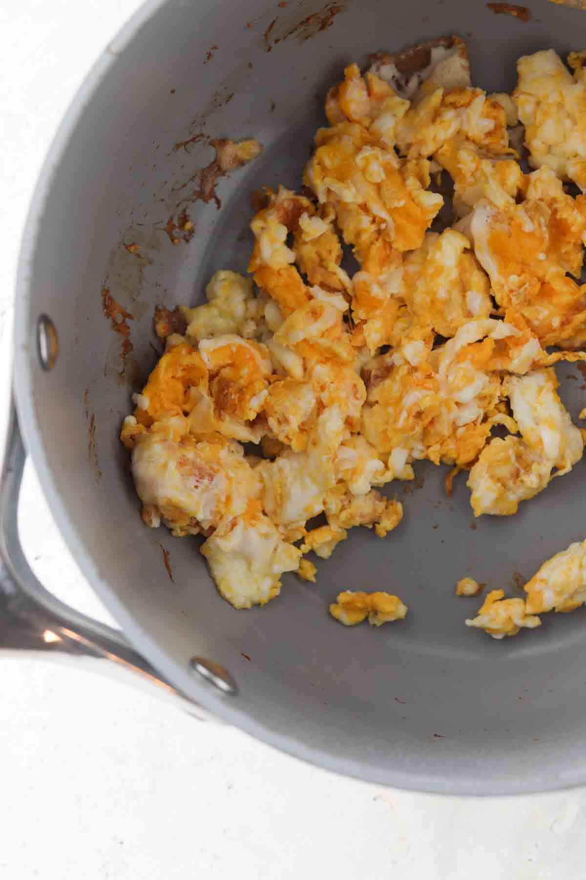 Eggs in a frying pan.